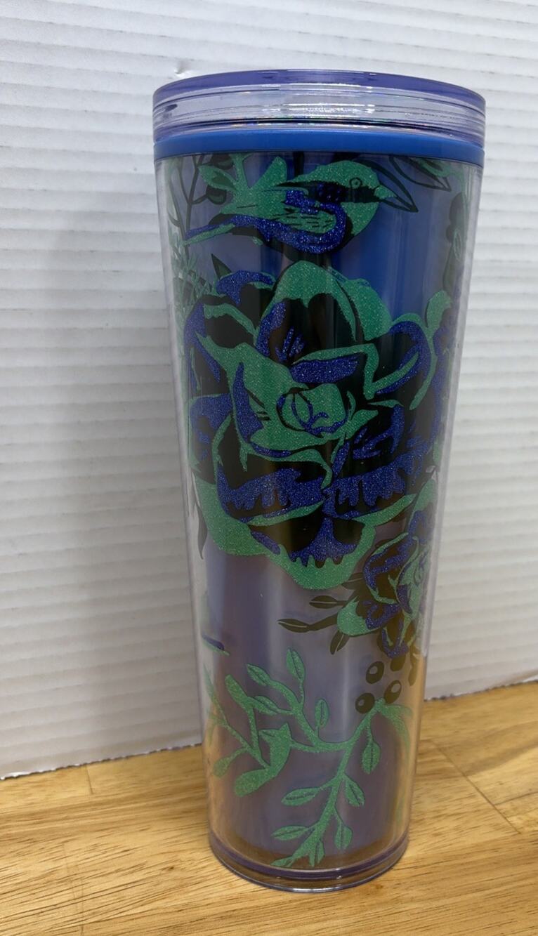 Starbucks 2022 Holiday Floral Color Changing Cold Cup 24 oz Tumbler - NO STRAW
